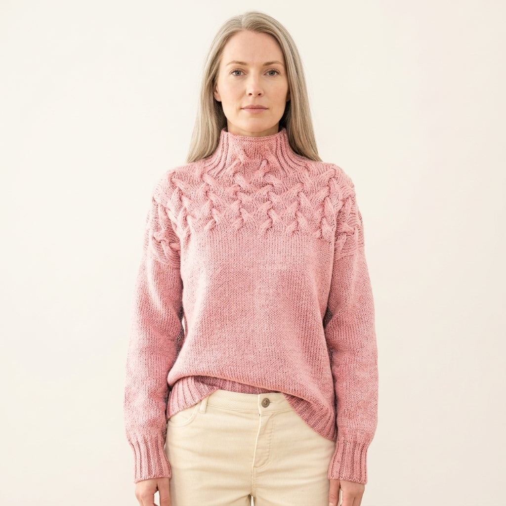 Evelyn | Women's Cable Knit Turtleneck Pullover Sweater