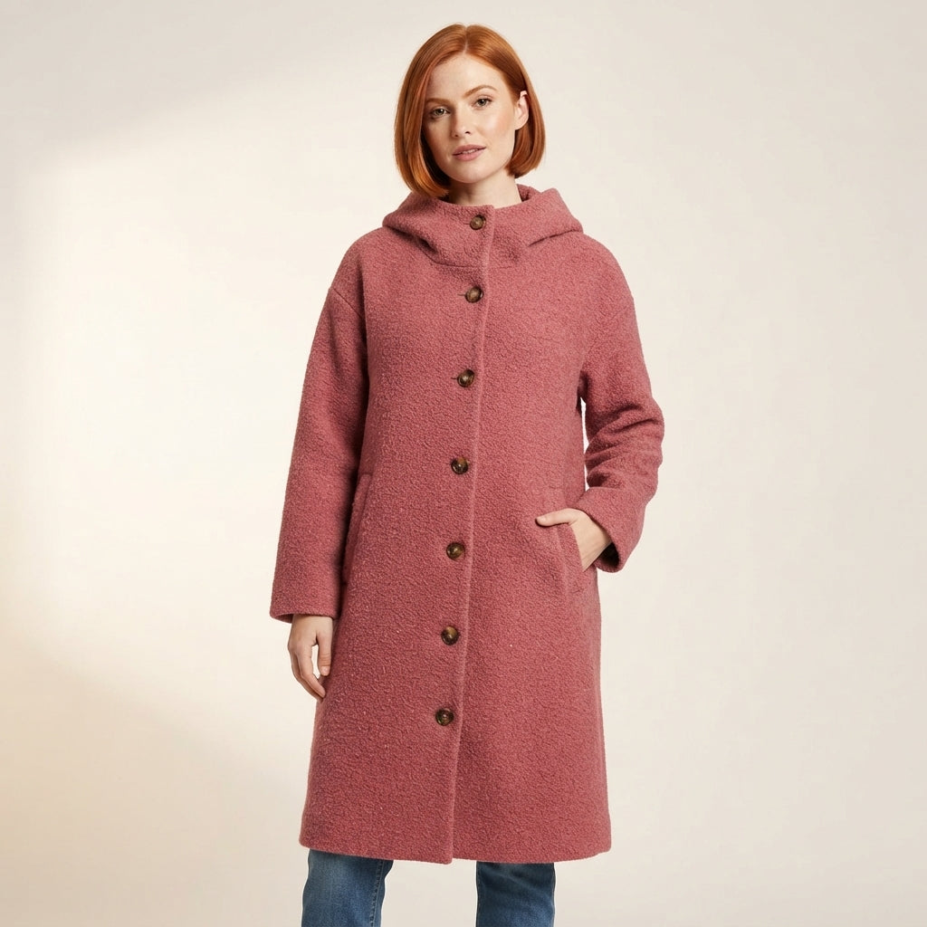 Hazel Women's Hooded Marled Knit Coat, Mid-Calf Length
