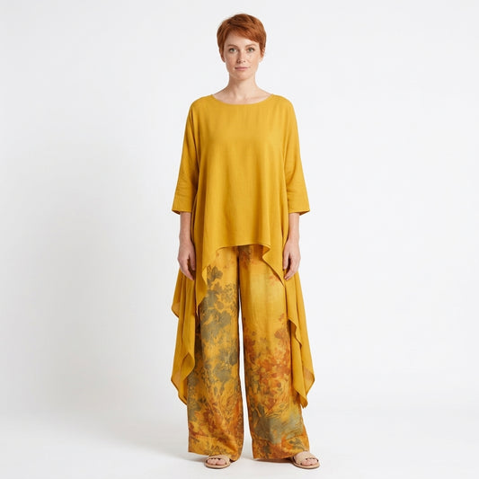 Harper | Women's Two-Piece Set with Asymmetric Top and Floral Wide-Leg Pants