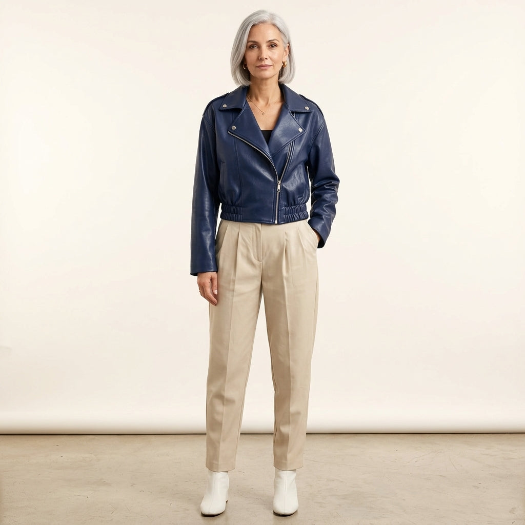 Monica Cropped Moto Jacket