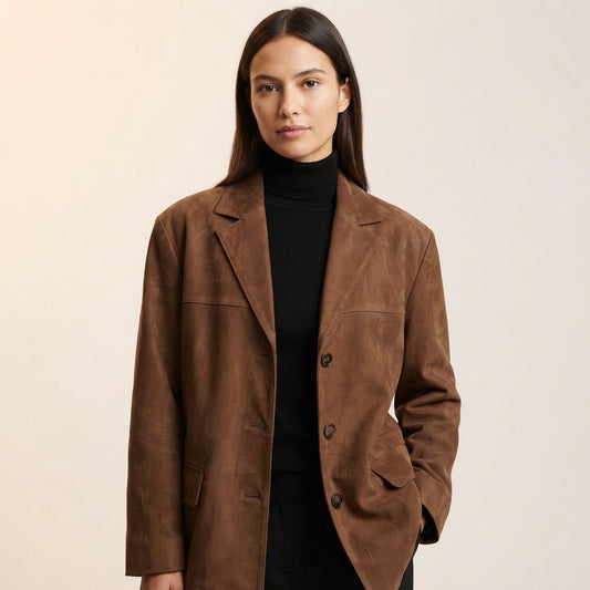 Alice | Women's Brown Notch-Lapel Oversized Blazer