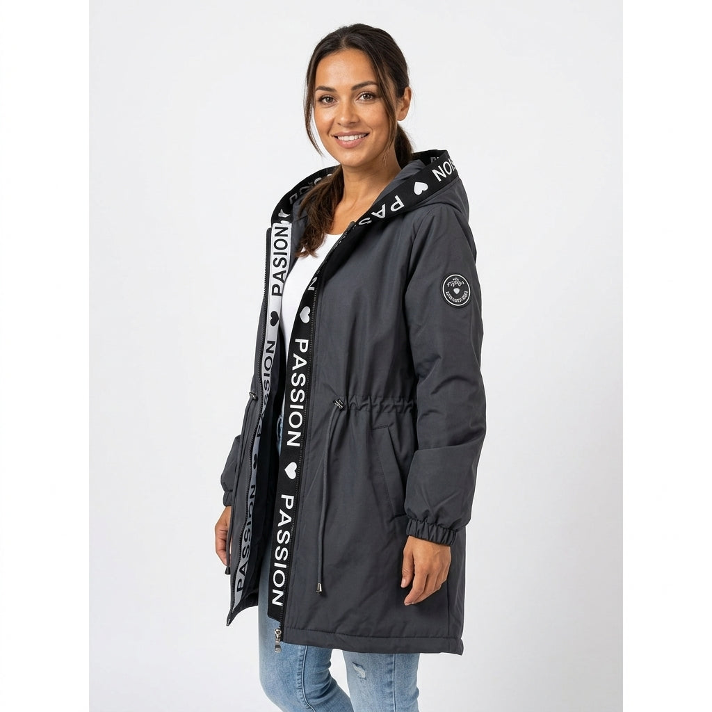 Adeline | Women's Hooded Drawstring Waist Parka Coat