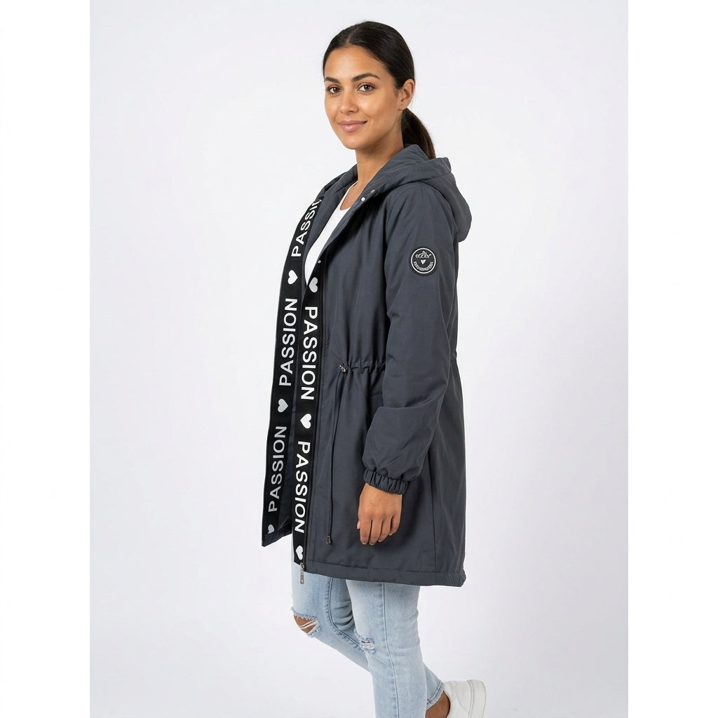 Adeline | Women's Hooded Drawstring Waist Parka Coat