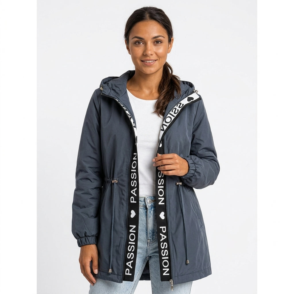 Adeline | Women's Hooded Drawstring Waist Parka Coat