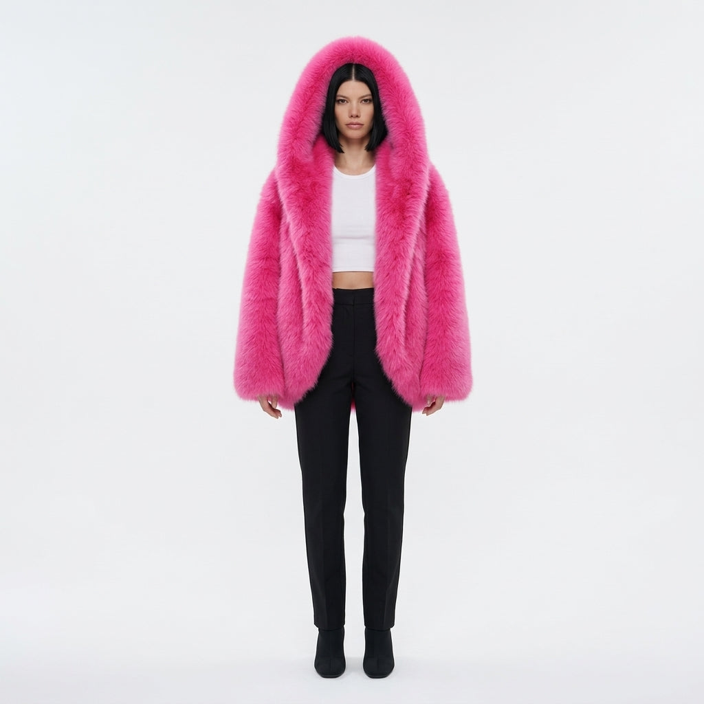 Evelyn | Women's Oversized Hooded Faux Fur Long Sleeve Winter Coat