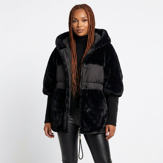 Grace | Women's Coat Oversized Faux Fur Quilted Hooded Puffer Jacket