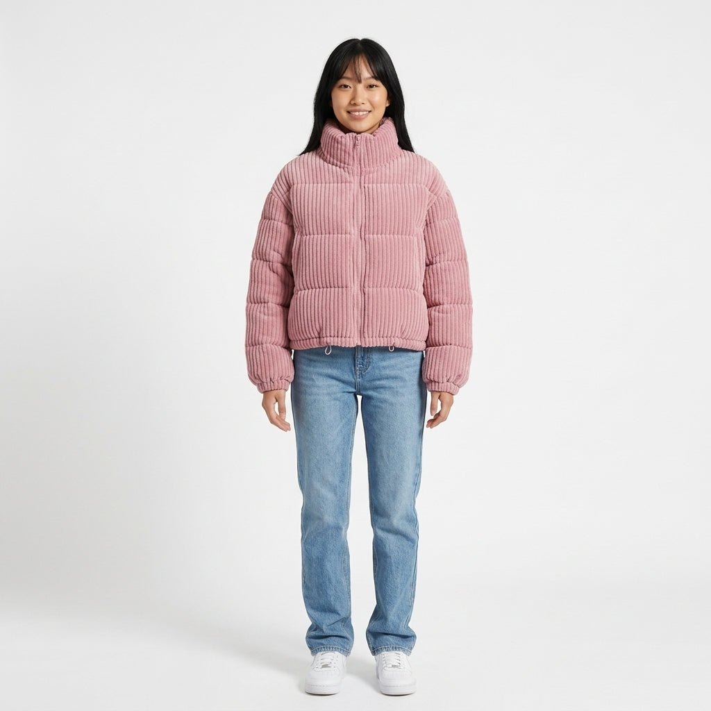 Zurich Women's Cropped Corduroy Quilted Puffer Jacket