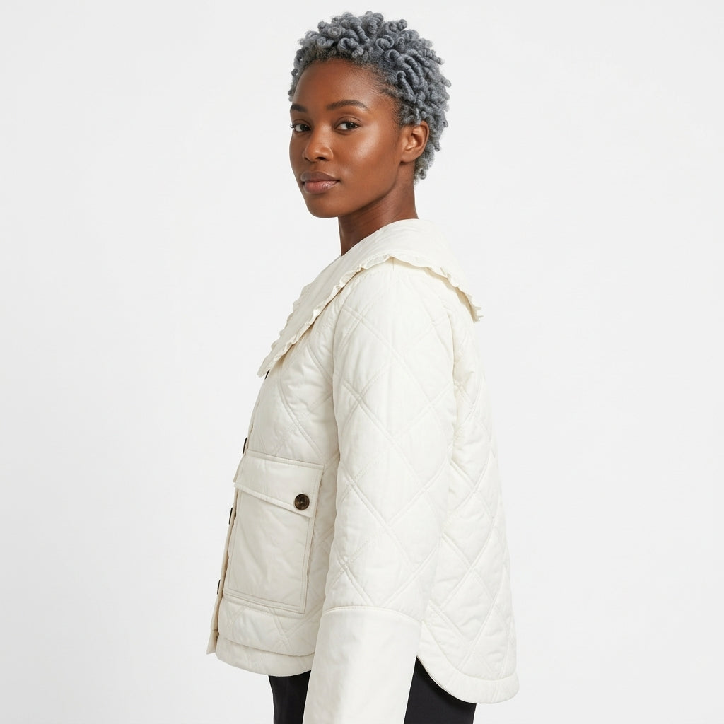 Tamsin-Skye Ruffled Collar Quilted Jacket