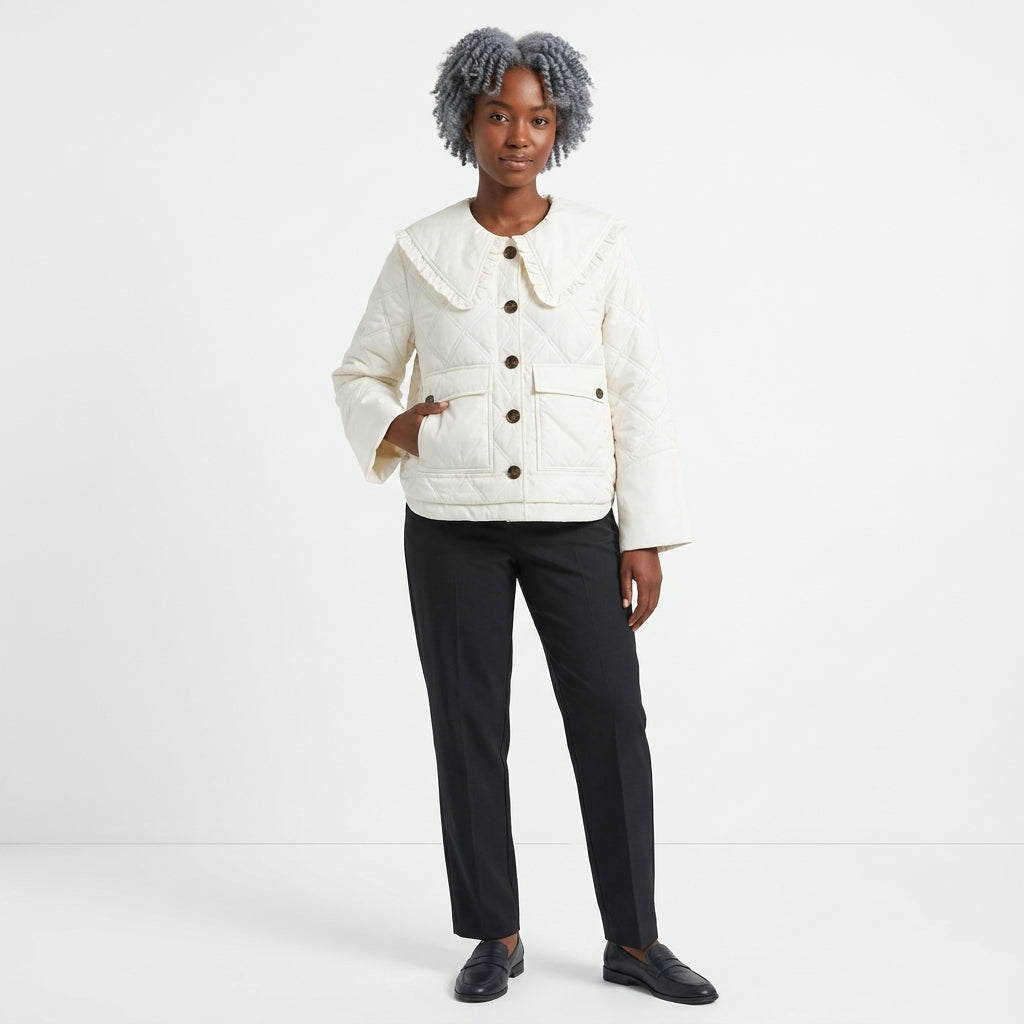 Tamsin-Skye Ruffled Collar Quilted Jacket