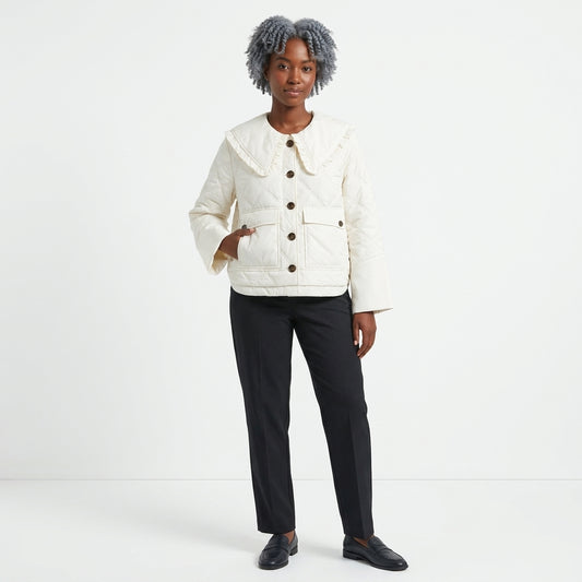 Tamsin-Skye Ruffled Collar Quilted Jacket