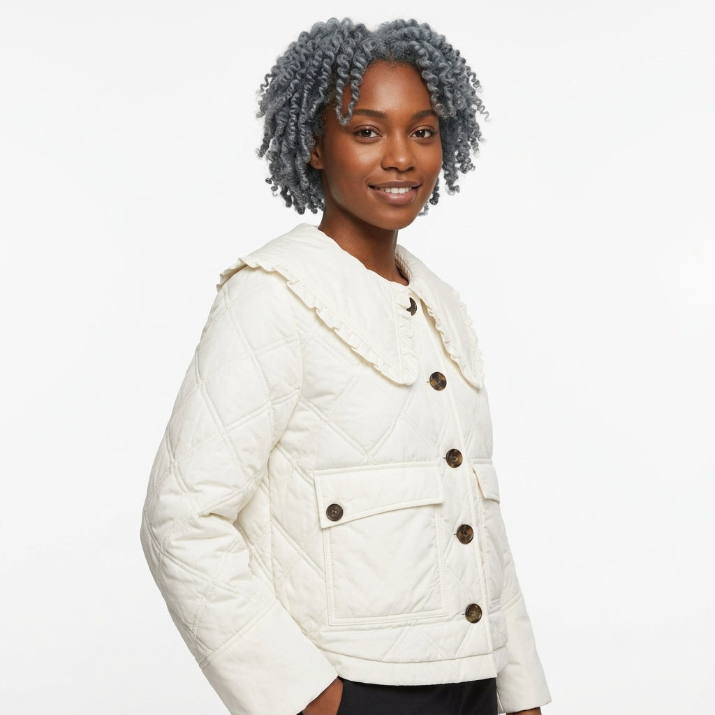 Tamsin-Skye Ruffled Collar Quilted Jacket