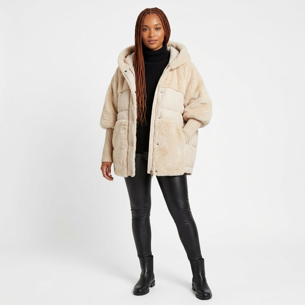 Grace | Women's Coat Oversized Faux Fur Quilted Hooded Puffer Jacket