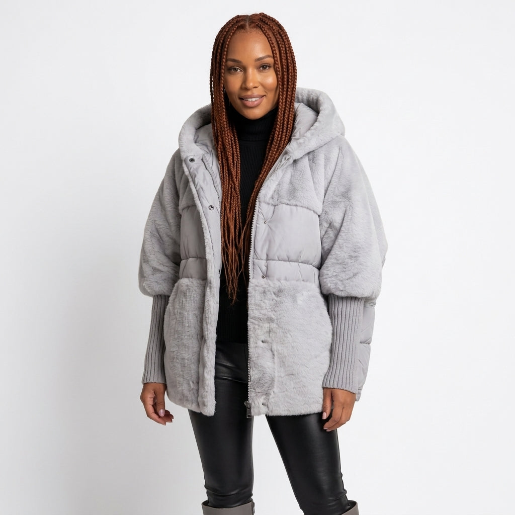 Grace | Women's Coat Oversized Faux Fur Quilted Hooded Puffer Jacket