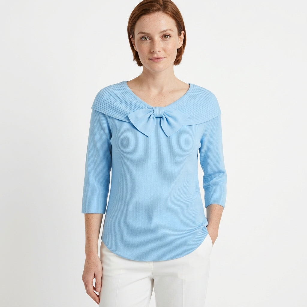 Odette | Women's Fitted Sweater with Bow Detail