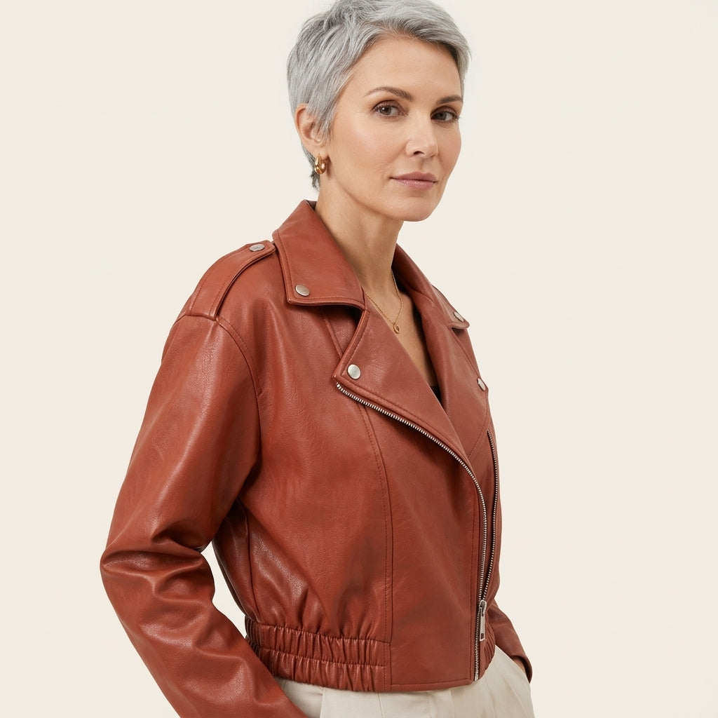 Monica Cropped Moto Jacket