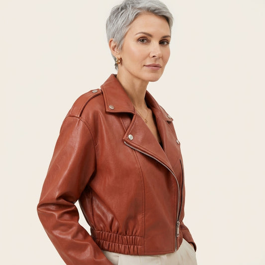 Monica Cropped Moto Jacket