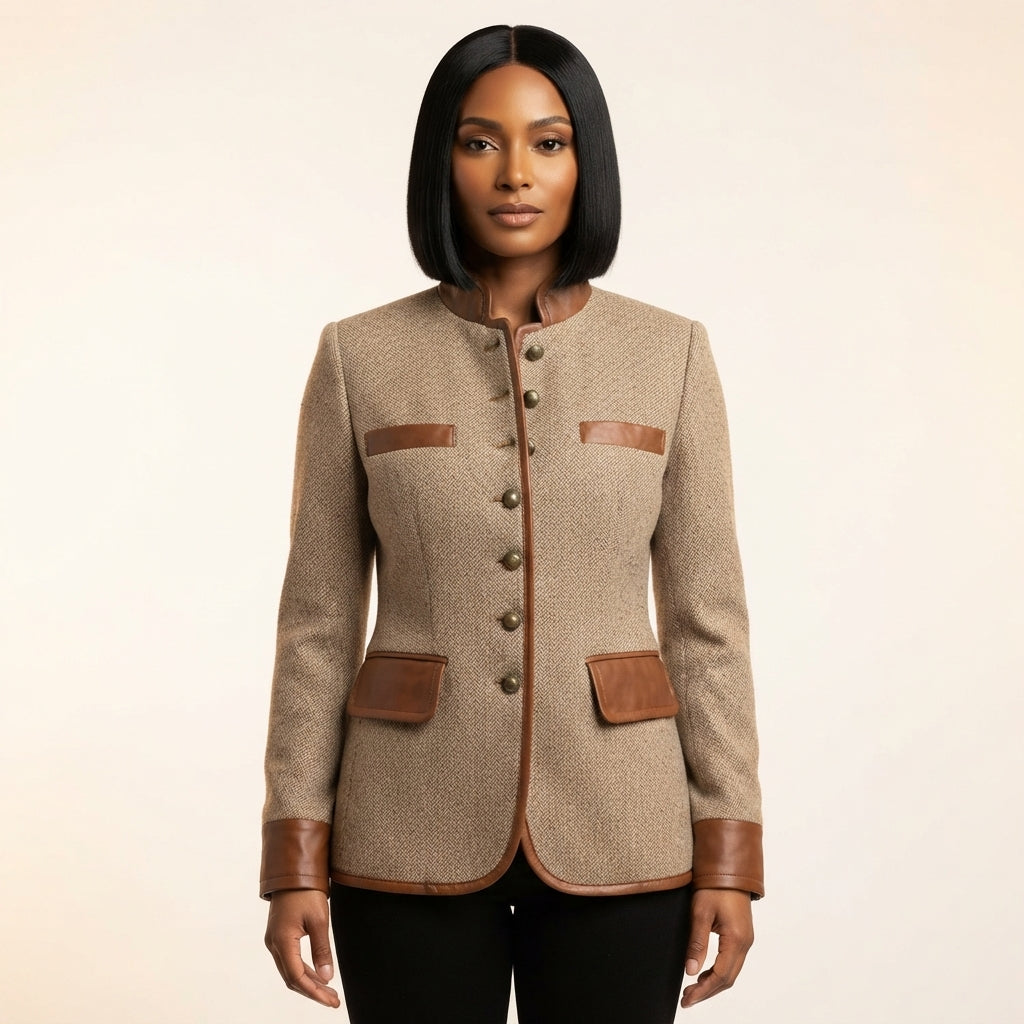 Zoe | Women's Heritage Tweed Contrast-Trim Blazer