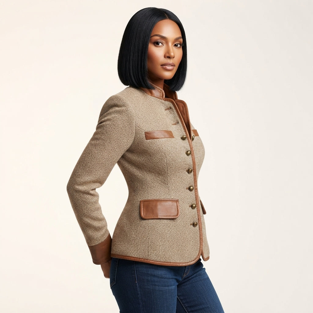 Zoe | Women's Heritage Tweed Contrast-Trim Blazer