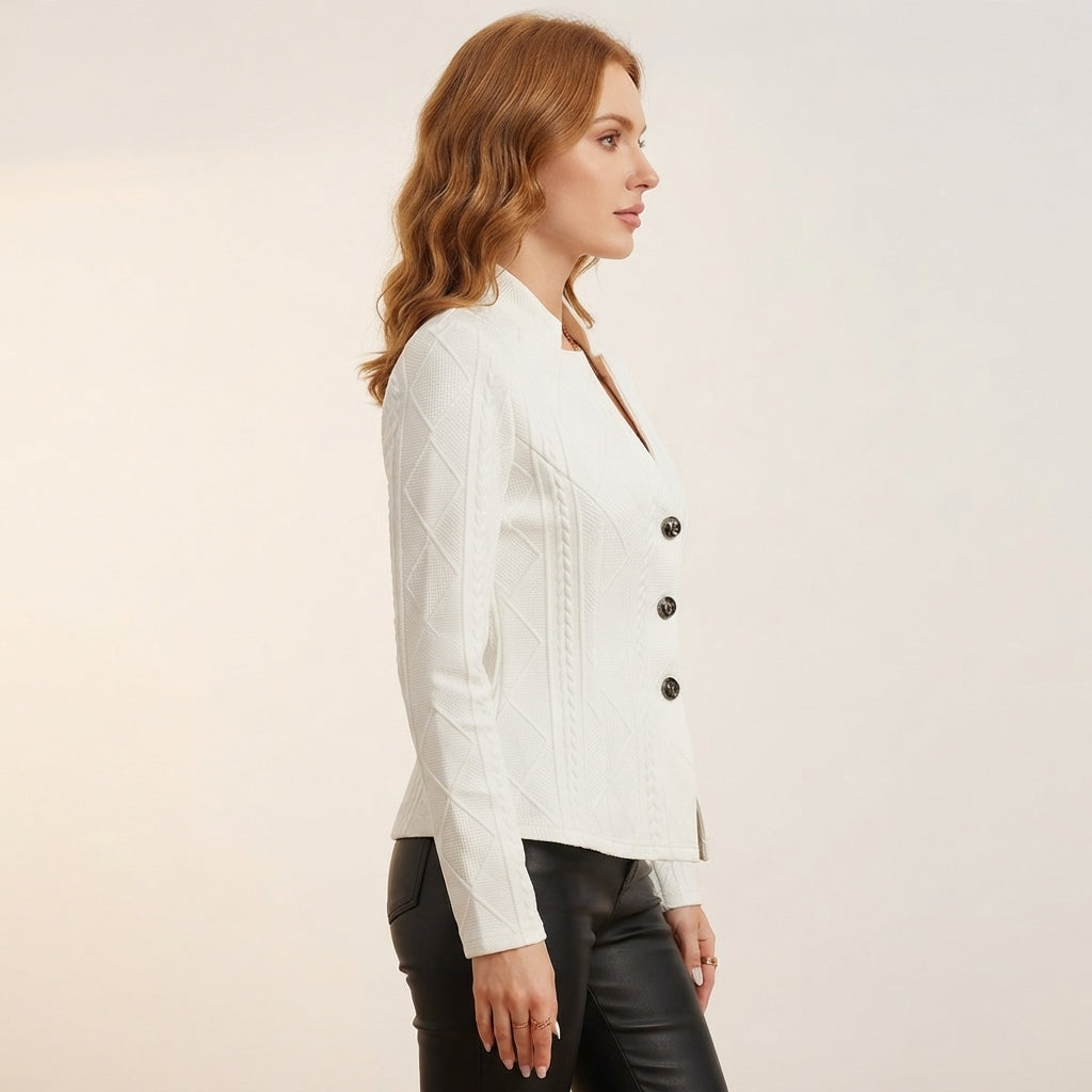 Chloe | Women's Textured Button-Front Blazer