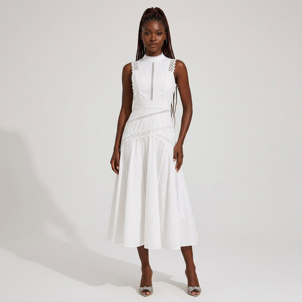 Women's Sleeveless Lace Midi Dress