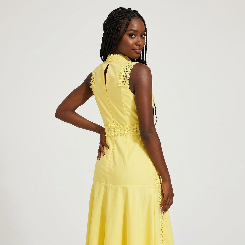 Women's Sleeveless Lace Midi Dress