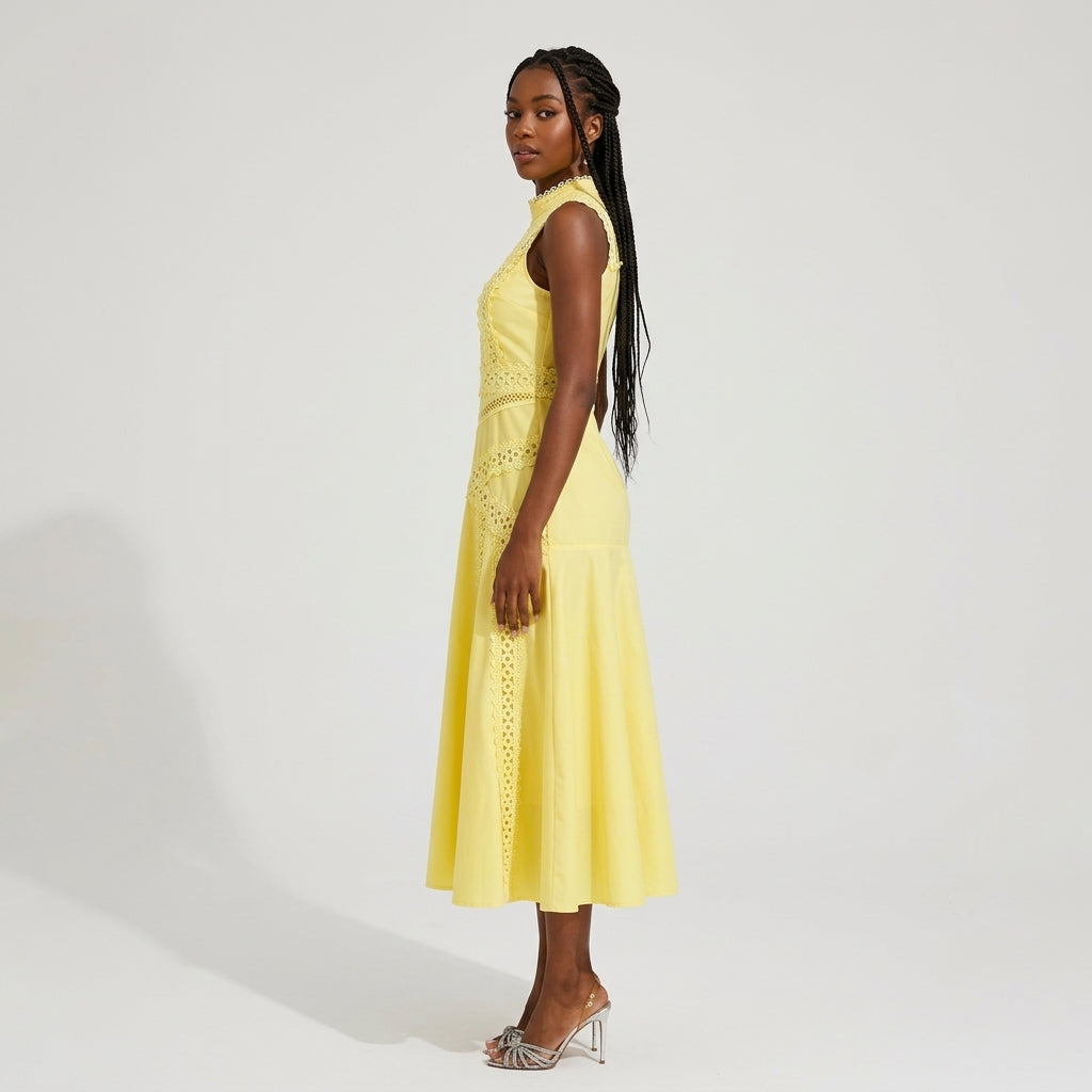 Women's Sleeveless Lace Midi Dress