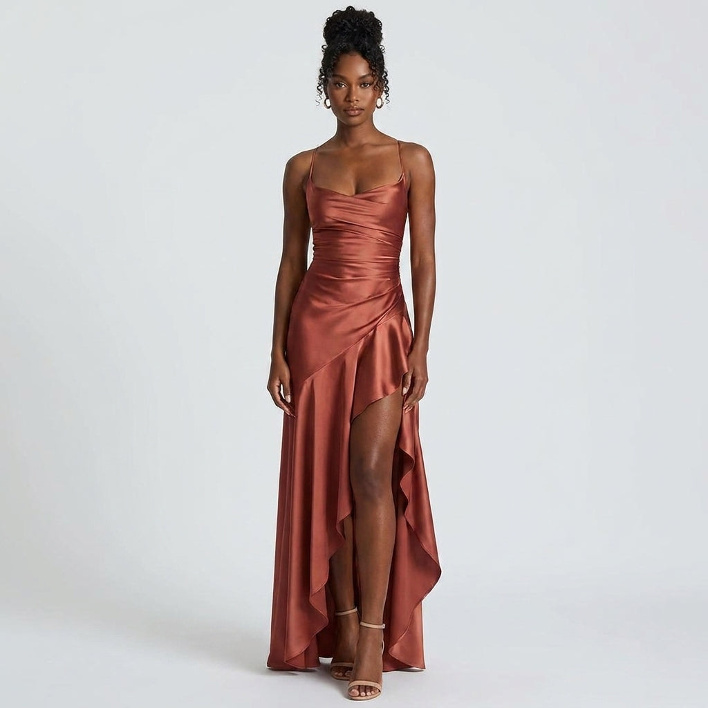 Sleeveless Square Neck Ribbed Knit Maxi Dress with Straight Silhouette