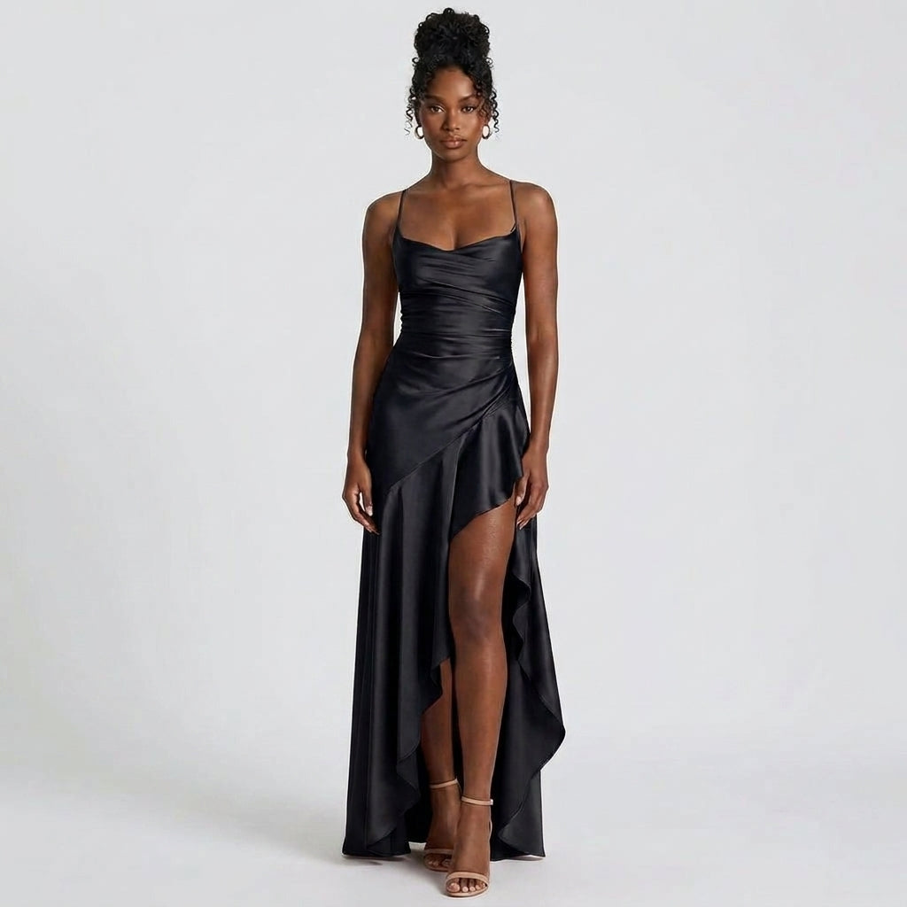 Sleeveless Square Neck Ribbed Knit Maxi Dress with Straight Silhouette