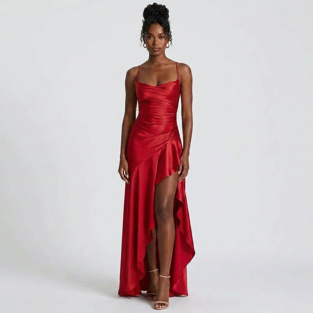 Sleeveless Square Neck Ribbed Knit Maxi Dress with Straight Silhouette
