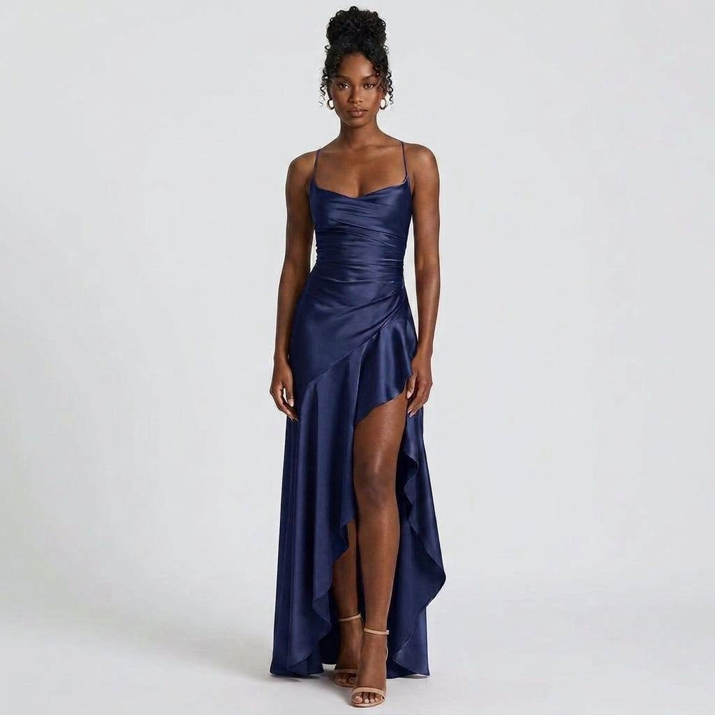 Sleeveless Square Neck Ribbed Knit Maxi Dress with Straight Silhouette