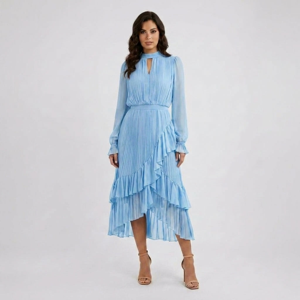 Two-Piece Denim Top and Maxi Skirt Set