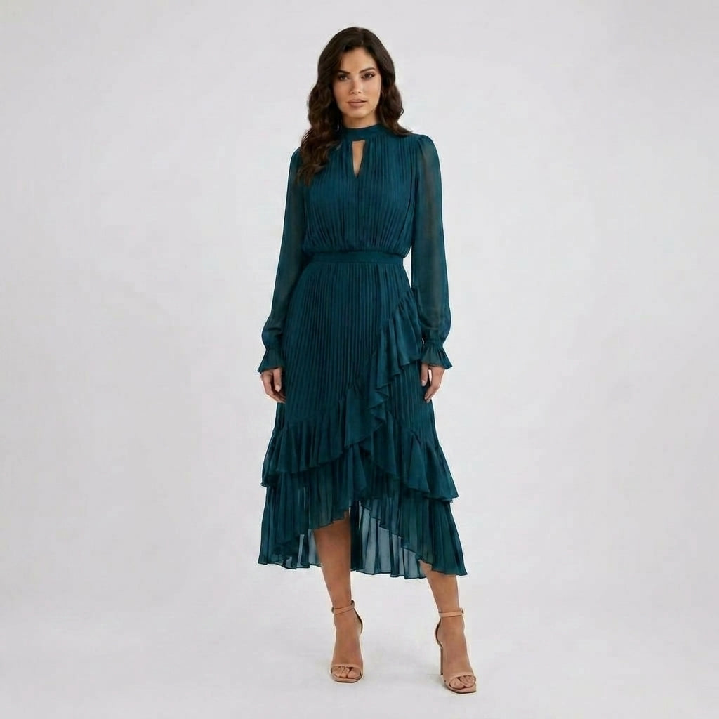 Two-Piece Denim Top and Maxi Skirt Set