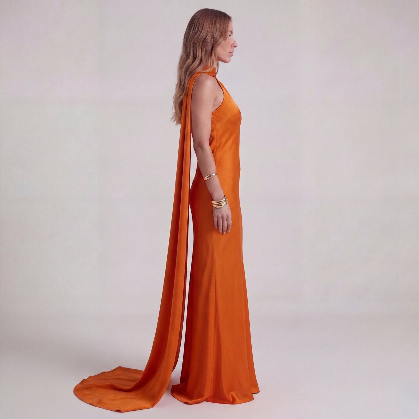 One-Shoulder Satin Maxi Dress