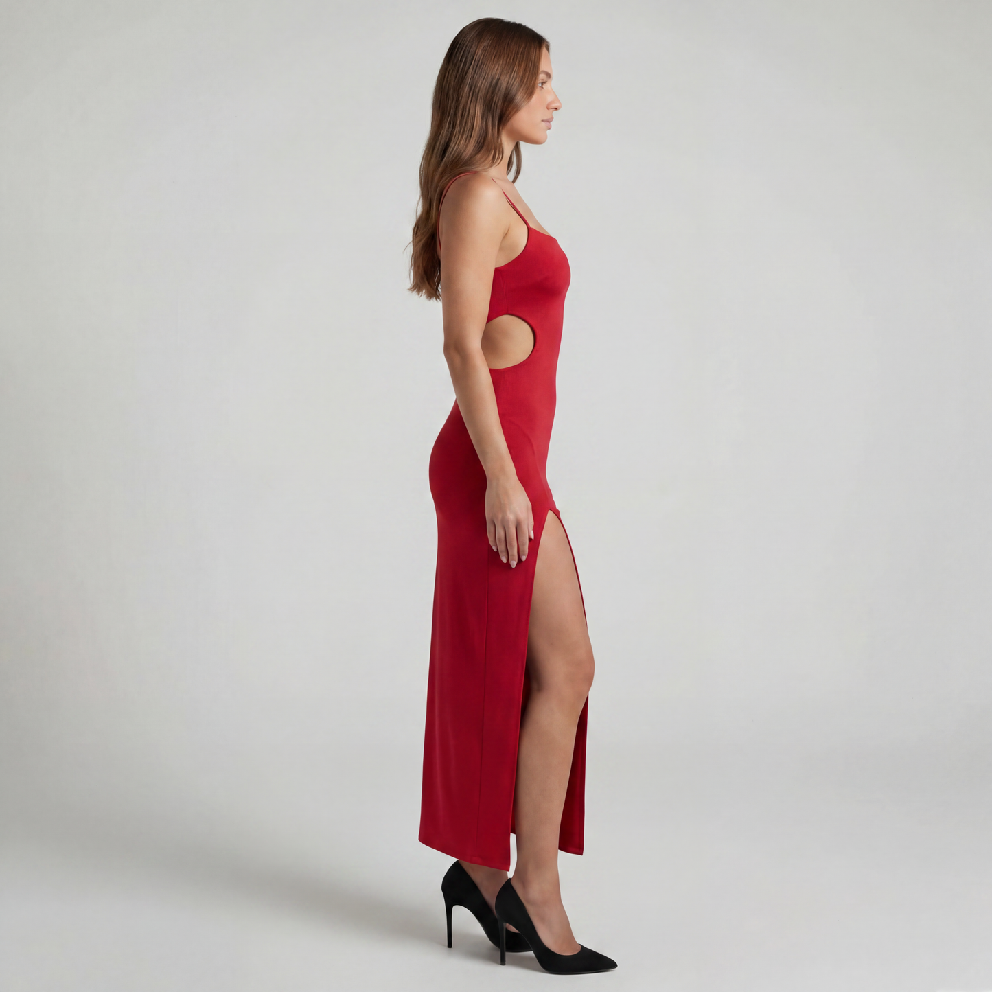 Fitted Long Dress with Side Slit