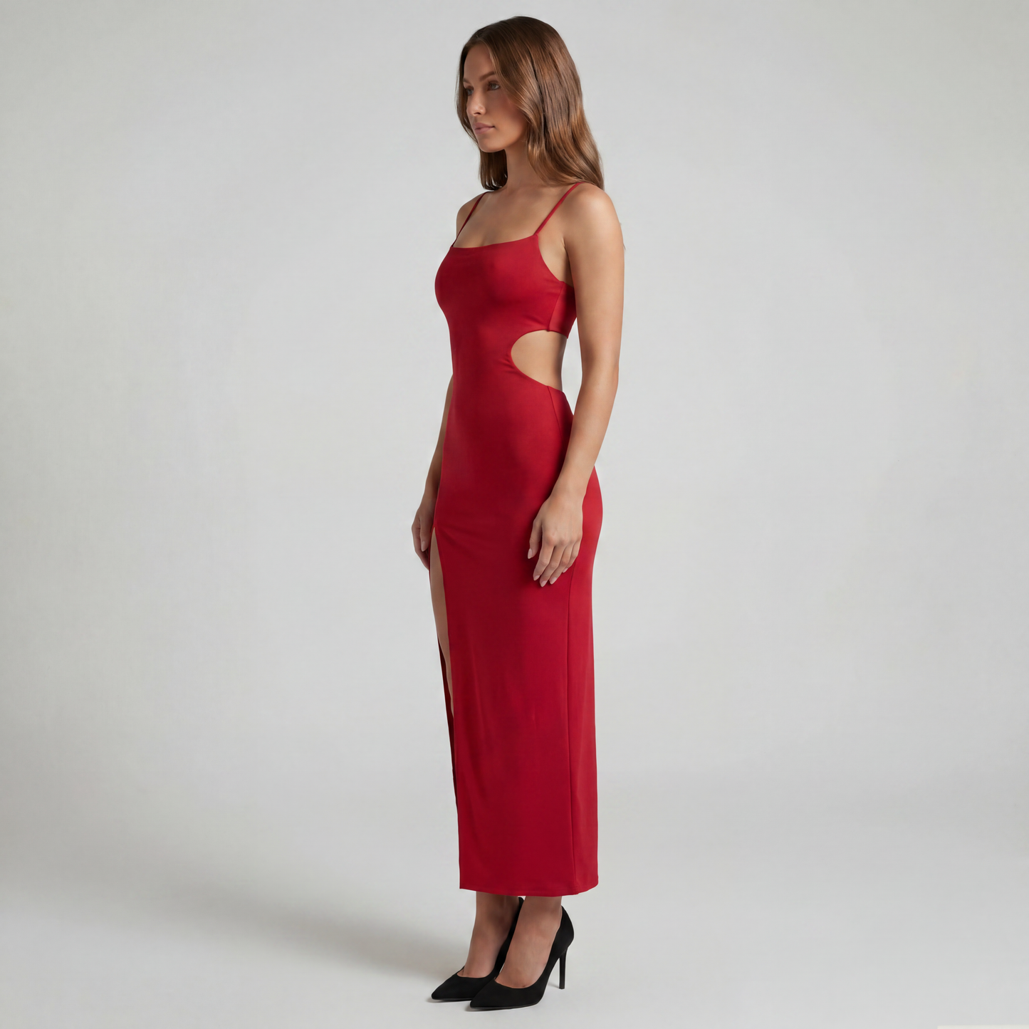 Fitted Long Dress with Side Slit