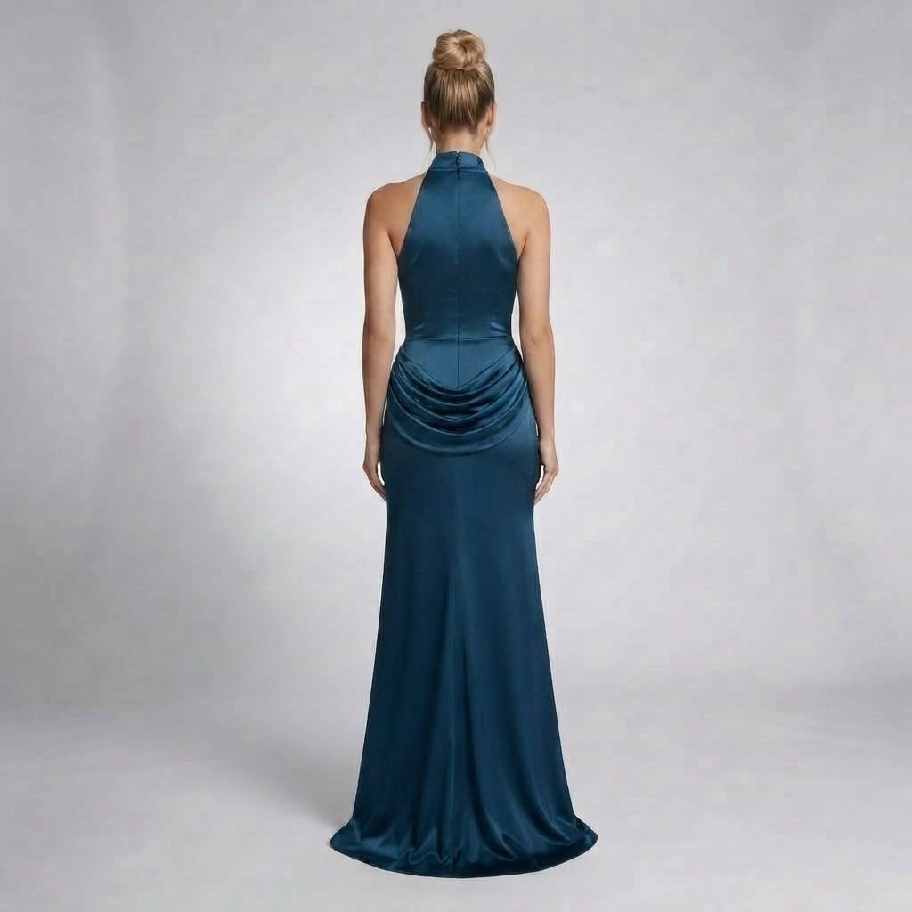 Strapless Satin Maxi Dress with Fluid Column Silhouette