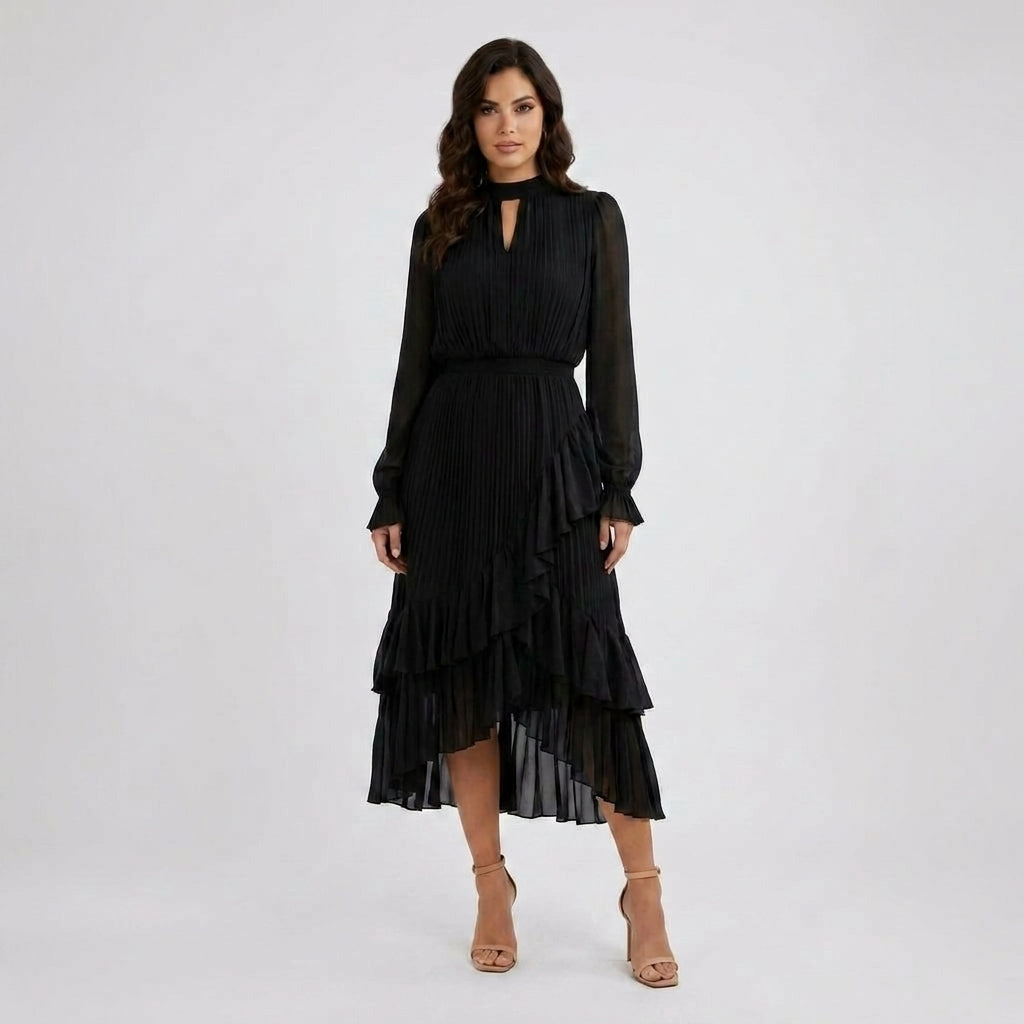 Two-Piece Denim Top and Maxi Skirt Set