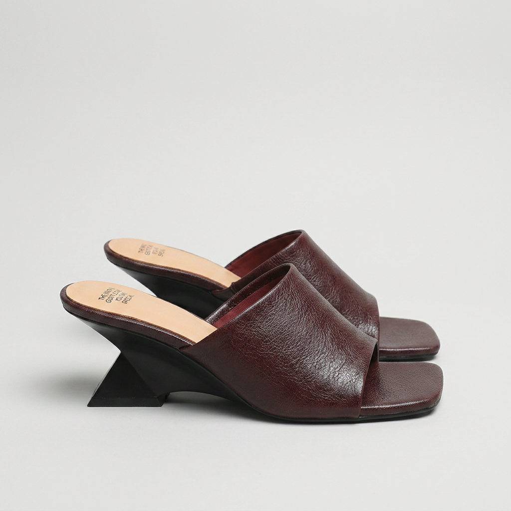 Charlotte Burnished Leather Wide Strap Flat Slide Sandals