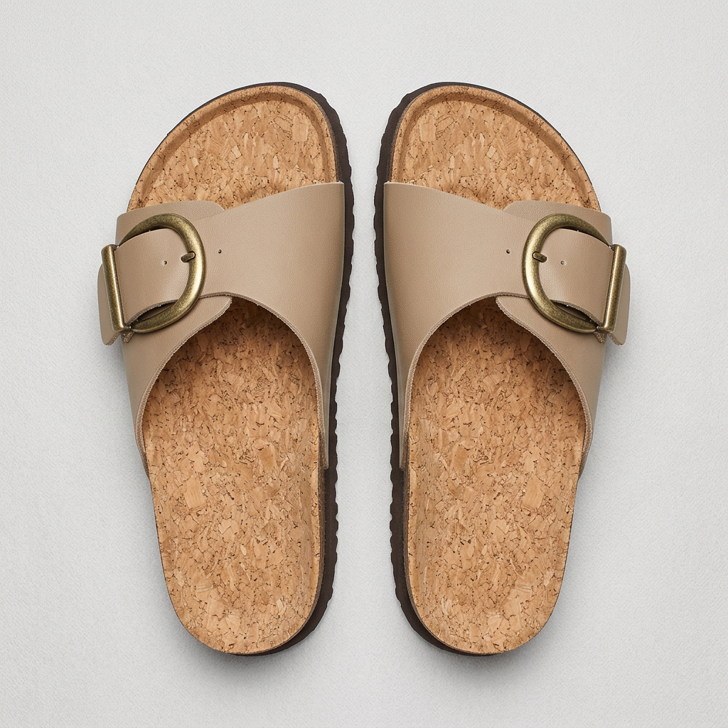 The Nora Suede Comfort Buckle Slide Sandals