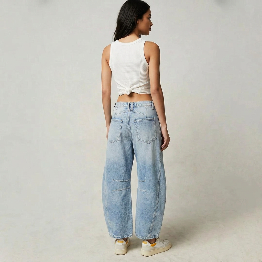 High Waist Barrel Leg Relaxed Fit Jeans