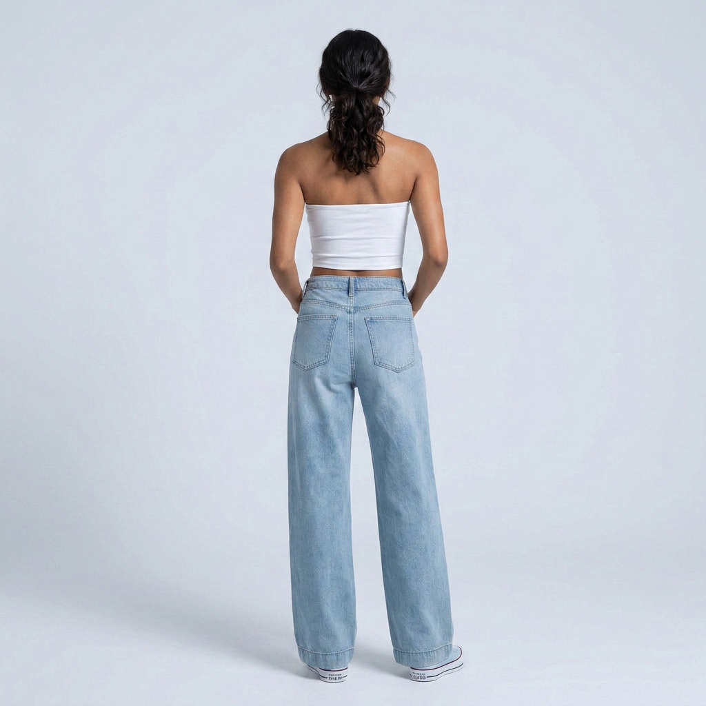 Women's High-Waist Wide-Leg Loose Denim Jeans