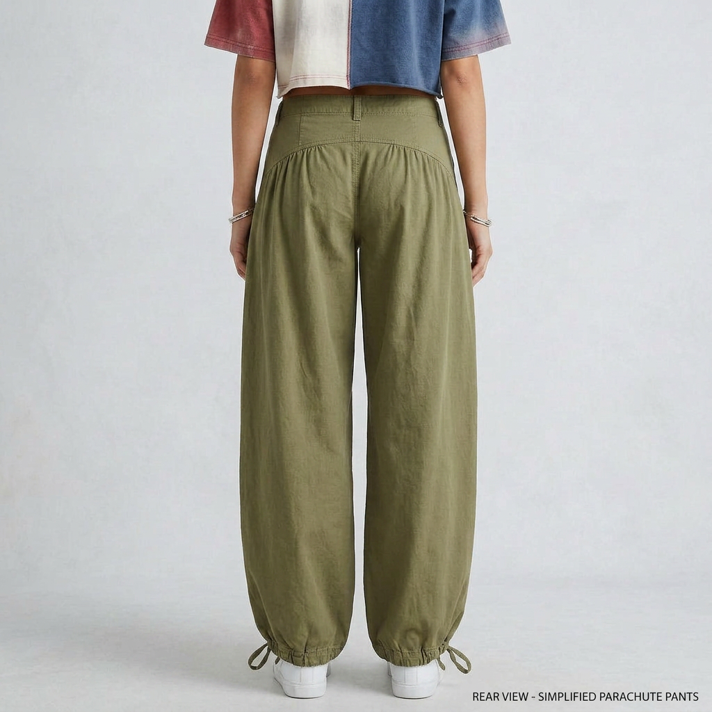 Wide-Leg Denim Lace-Up Utility Pants