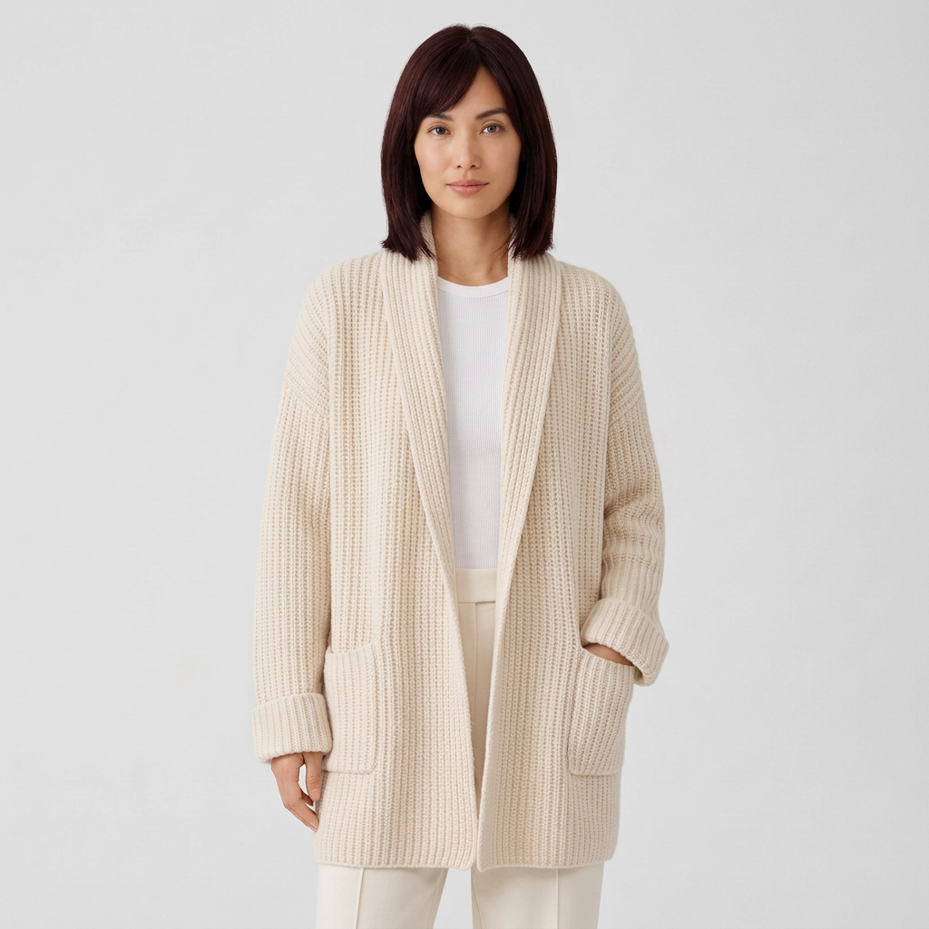 Open Knit Long Sleeve Loose Cardigan Sweater