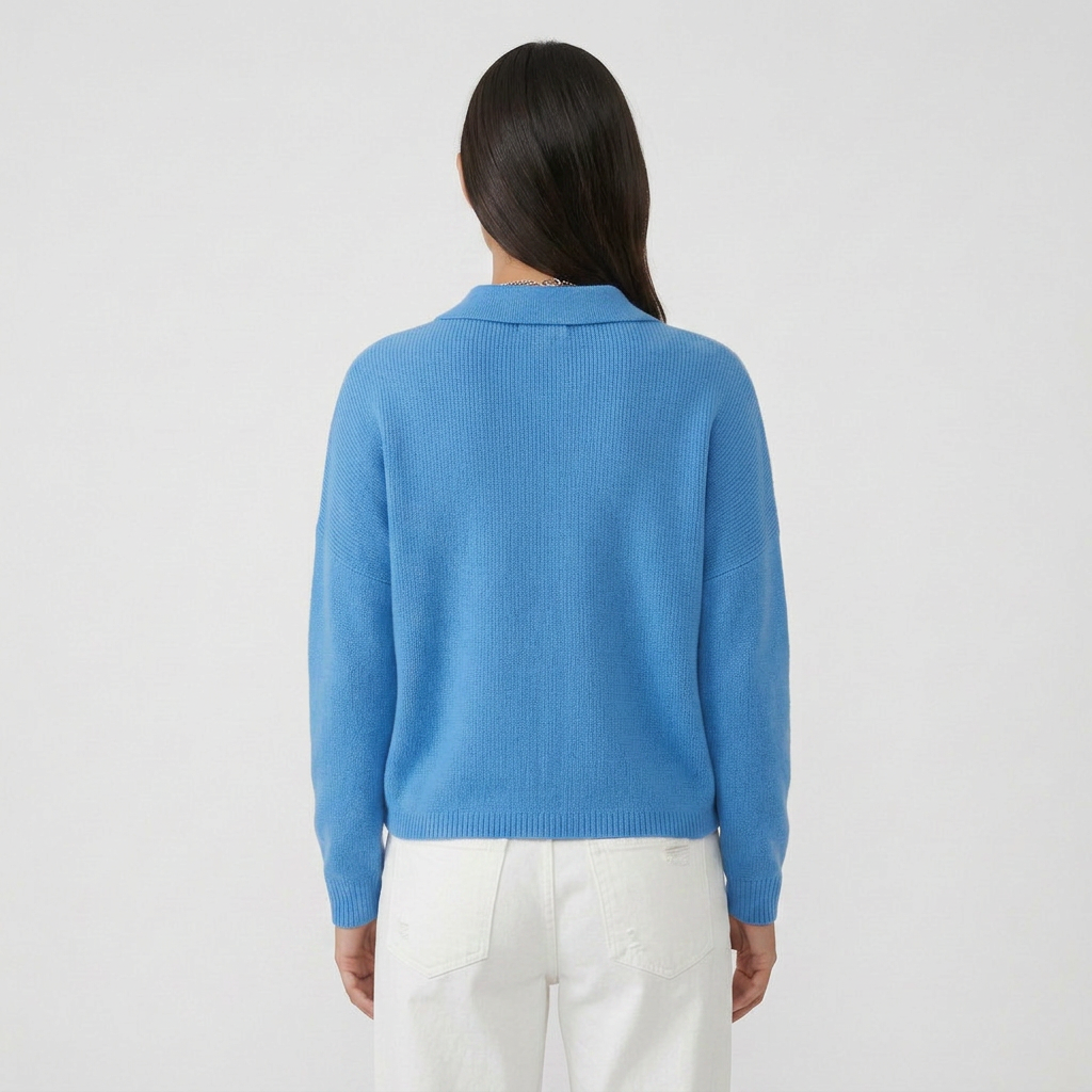 Long Sleeve Button Collar Knit Cardigan with Lapel Cut