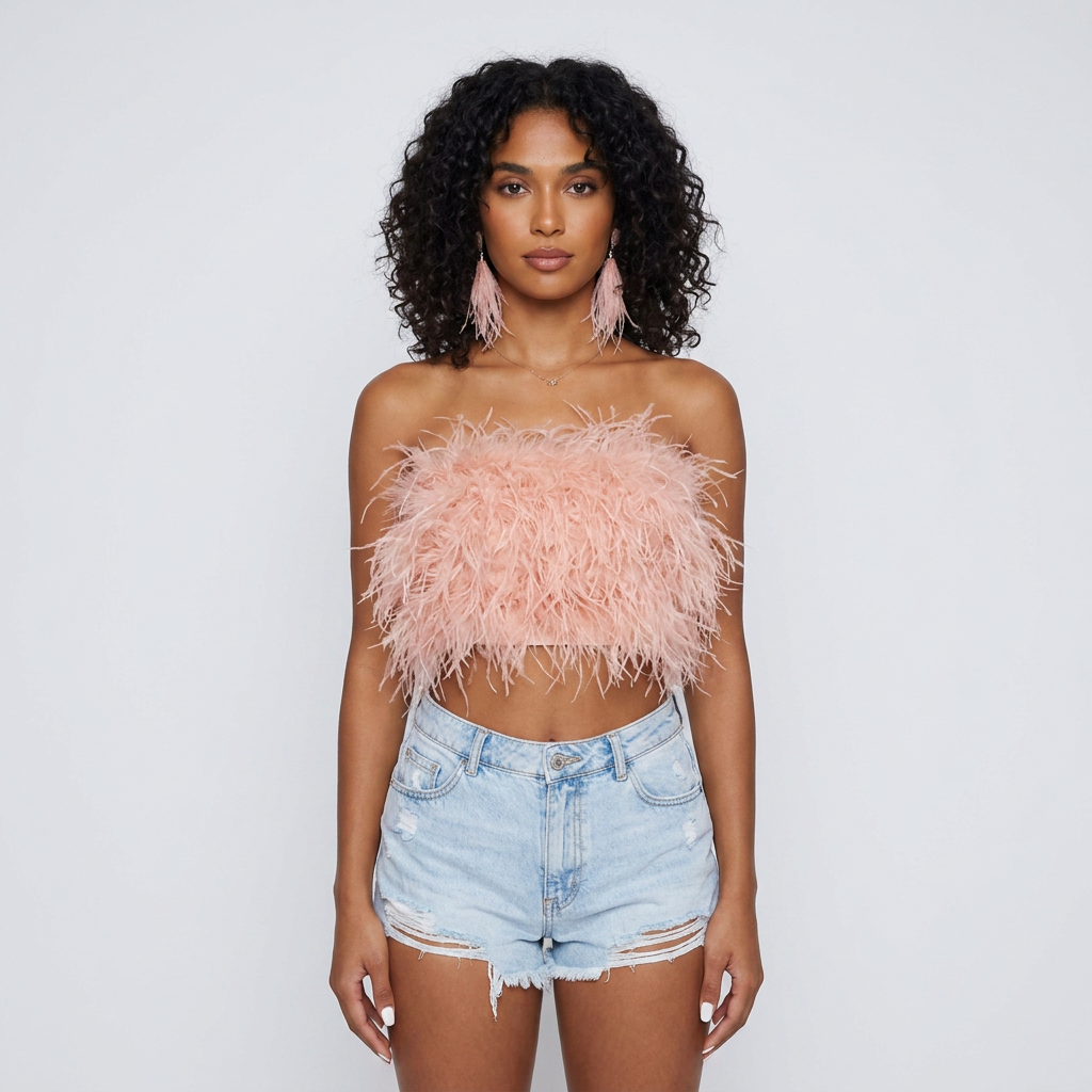 Strapless Feather Corset Top