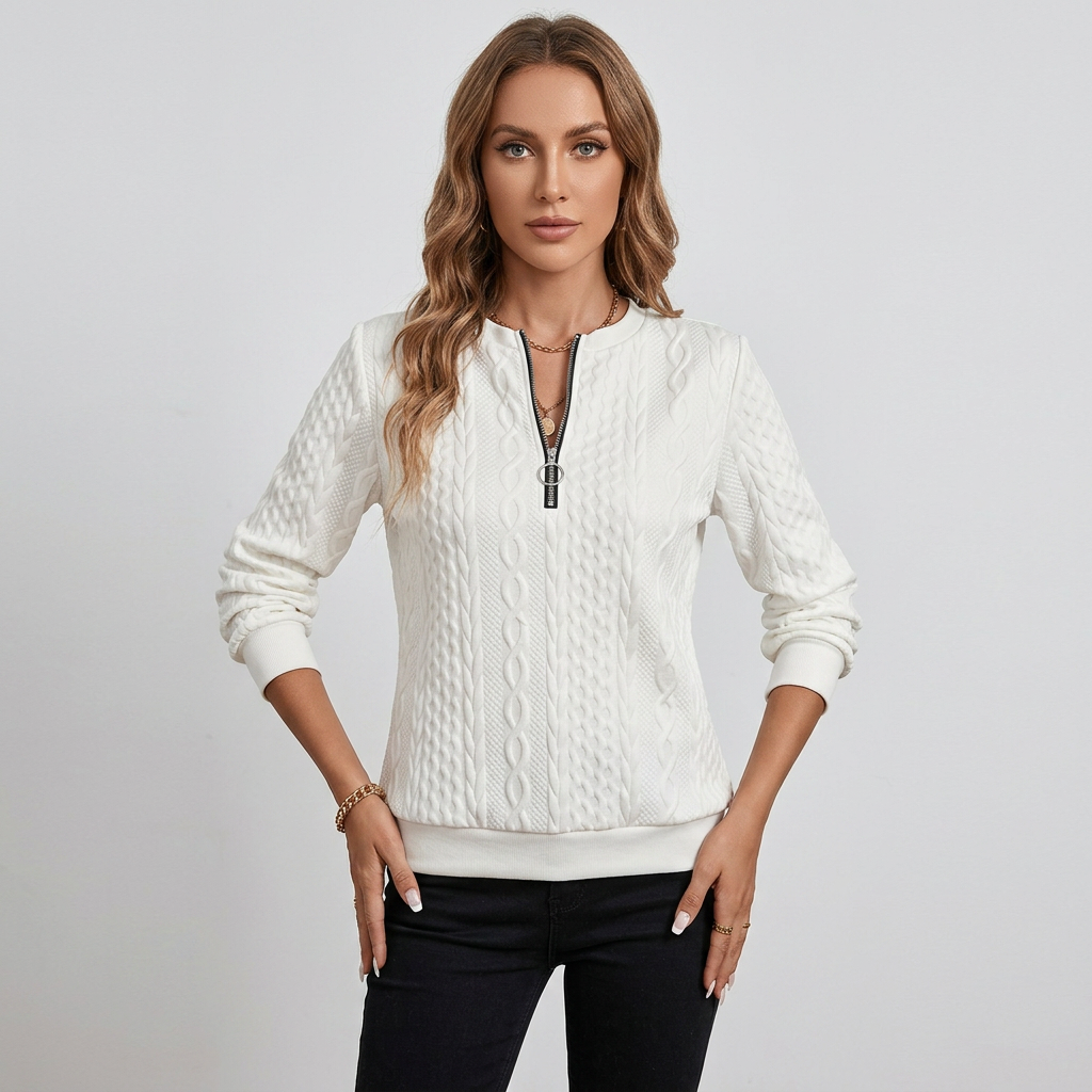 Cowl Neck Relaxed Fit Long Sleeve Knit Sweater