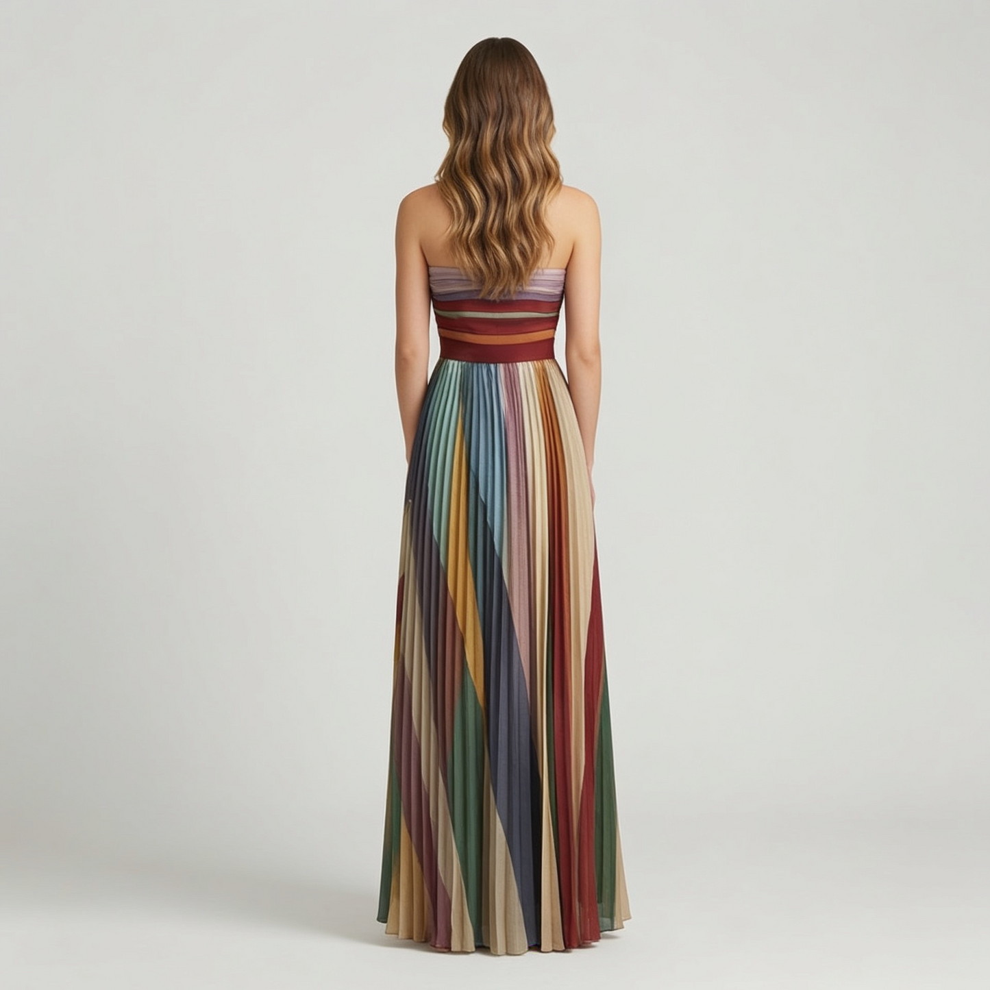 Colorful Sleeveless Dress with Round Neckline and Dynamic Print