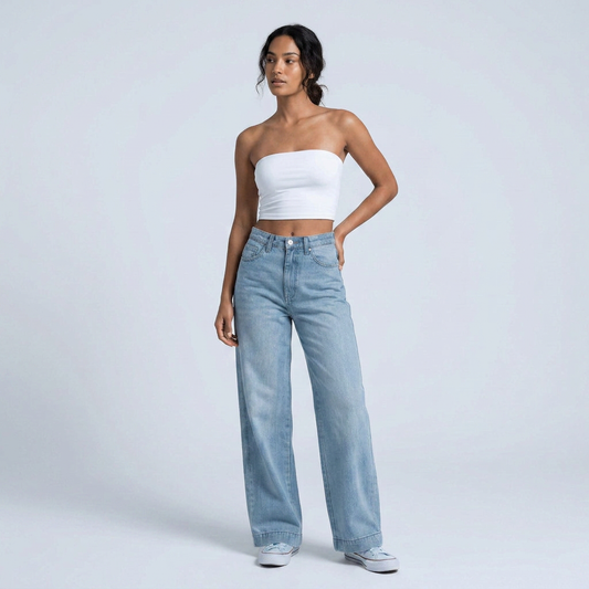 Women's High-Waist Wide-Leg Loose Denim Jeans