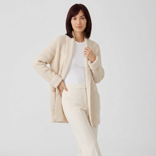Open Knit Long Sleeve Loose Cardigan Sweater