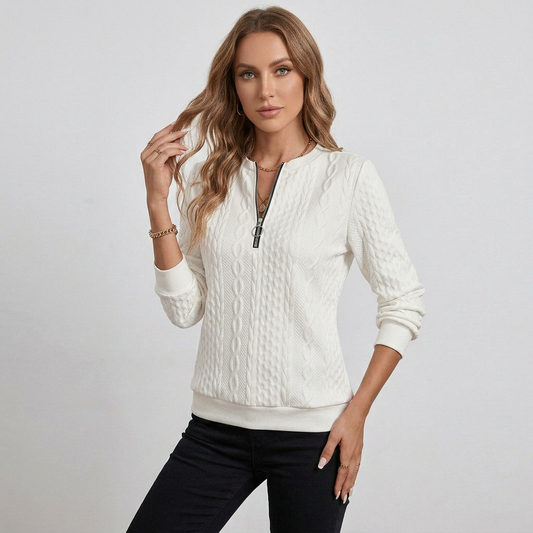 Cowl Neck Relaxed Fit Long Sleeve Knit Sweater